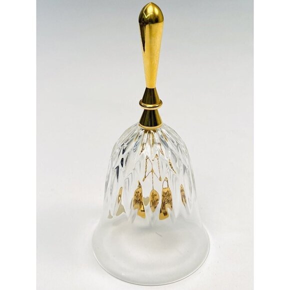 VTG 6.5" GERITY 24% Cut Lead Crystal BELL 24 Karat Gold EP 40th Anniversary EUC - Picture 1 of 5